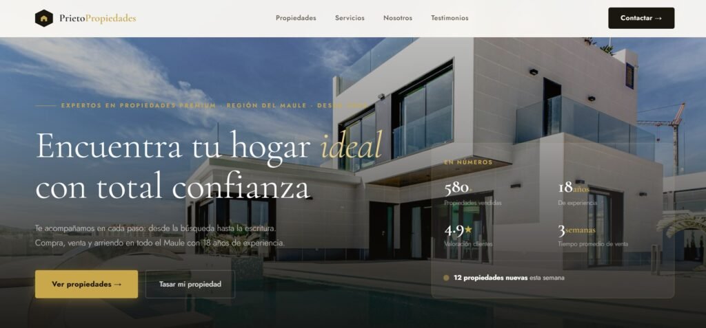 diseño web para inmobiliaria en Chile, ejemplo de portfolio