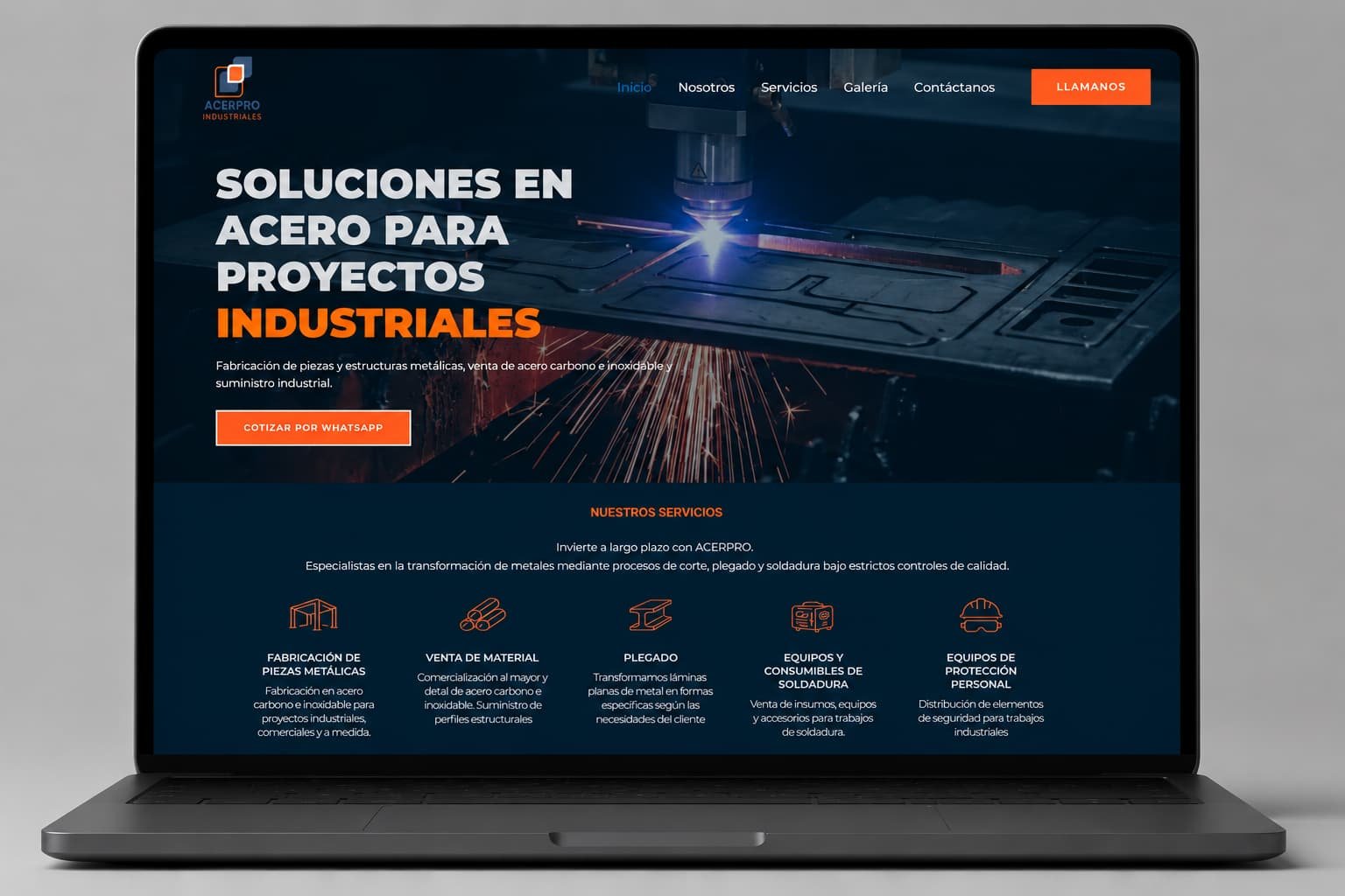 Mockup sitio web Acerpro Industriales