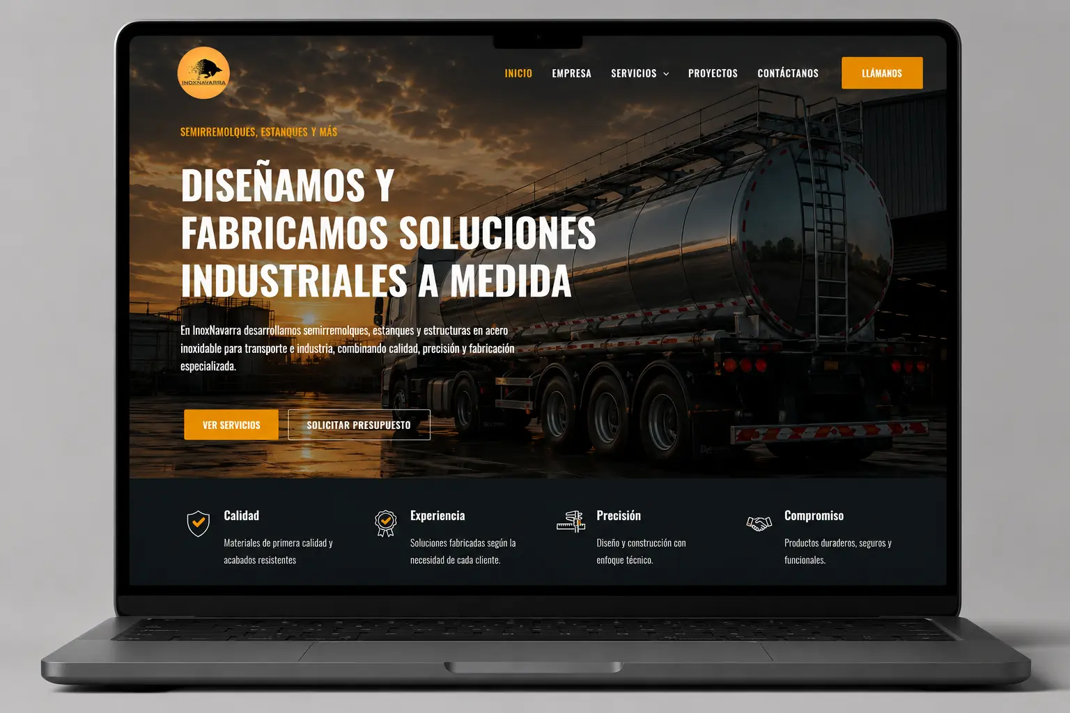 Mockup sitio web Inoxnavarra